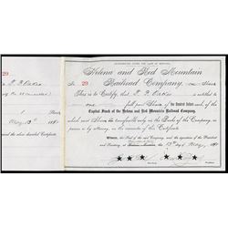 Helena and Red Mountain Railroad Stock Certificate.