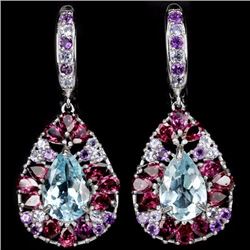 Natural TOPAZ AMETHYST RHODOLITE TANZANITE Earrings