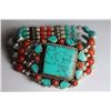 Image 1 : Tibet Hand Made Turquoise & Coral Bracelet