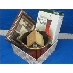 Basket with plant pot birdhouse