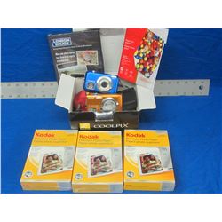 Camera bundle with/2 cameras/3 Kodak photo paper135 each box/& more