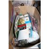 Image 1 : BOX OF SHOP SUPPLIES AND FISH TANK PUMP AND ROCKS