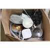Image 1 : LARGE BOX OF KETTLES BOWLS PLATES AND SPICE RACK