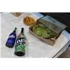 Image 1 : POTTERY PLATTERS ETCHED GLASS AND COLLECTIBLE BOTTLES