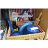 Image 1 : WICKER PICNIC BASKET WITH ENAMEL WARE AND CONTENTS