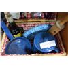 Image 2 : WICKER PICNIC BASKET WITH ENAMEL WARE AND CONTENTS