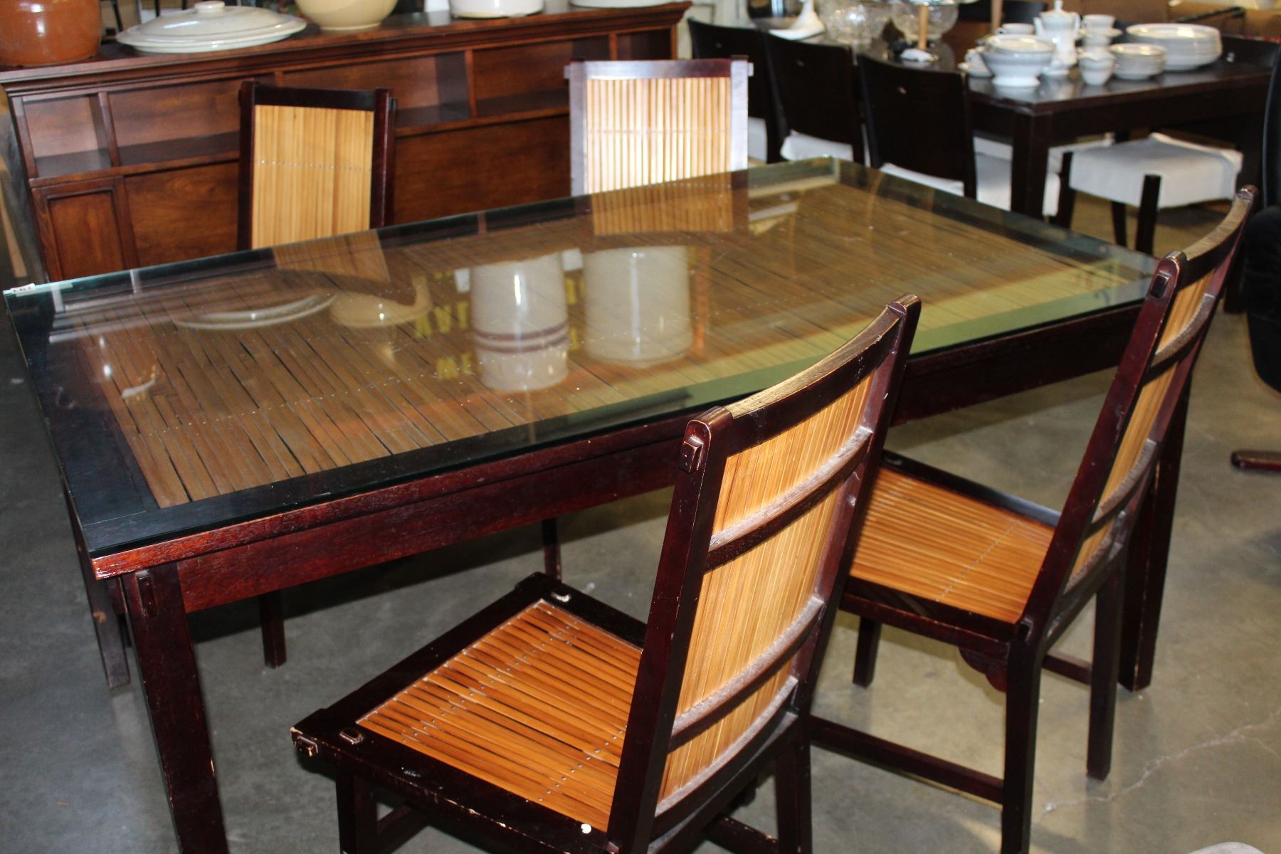 Pier 1 Imports Modern Glass Top Rattan Dining Table And Four Chairs Pier 1 Imports Modern Glass Top Rattan Dining Table And Four Chairs