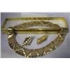 Image 1 : HEAVY GOLD TONE MODERN CHOKER AND EARRING SET