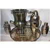 Image 1 : SILVER PLATE TRAY ICE BUCKET PENQUIN SHAKER ETC