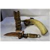 Image 1 : POWDER HORN AND SMALL TOTEM AND KNIFE IN SHEATH