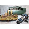 Image 2 : THREE TIN VEHICLES SURF VAN BOAT AND MOTORCYCLE