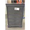 Image 1 : NEW HOME ELEGANCE 5-DRAWER GREY CHEST OF DRAWERS FREIGHT DAMAGE TO RIGHT CORNER RETAIL $279