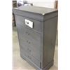 Image 3 : NEW HOME ELEGANCE 5-DRAWER GREY CHEST OF DRAWERS FREIGHT DAMAGE TO RIGHT CORNER RETAIL $279