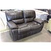 Image 1 : NEW HOME ELEGANCE BROWN STITCHED TOP GRAIN LEATHER DOUBLE POWER RECLINING LOVESEAT RETAIL $1199