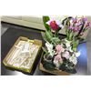 Image 1 : FIVE ORCHID FLORALS AND LOT OF WOOD PHOTO STANDS