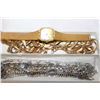 Image 1 : LOT OF SILVER TONE JEWELLRY AND GOLD TONE CHAINS AND WATCH