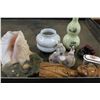 Image 1 : LOT OF EASTERN POTTERY SHELL AND WOOD BUST ETC