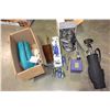 Image 1 : BOX OF SPORTING GOODS AND BBQ GOLF SET AND HEATER