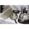 Image 2 : LARGE TOTE OF KITCHEN ITEMS AND TOASTER OVEN