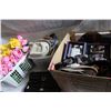Image 1 : TWO BOXES OF NEW ITEMS AND TOTE OF ARTIFICAL FLOWERS