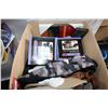 Image 2 : TWO BOXES OF NEW ITEMS AND TOTE OF ARTIFICAL FLOWERS