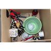 Image 2 : LARGE BOX OF COOKING SUPPLIES POTS AND PANS
