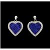 Image 1 : 9.58 ctw Blue Sapphire and Diamond Earrings - 18KT White Gold