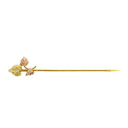 Grape Leaf Stick Pin - 10KT Yellow Gold