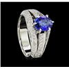 Image 4 : 1.40 ctw Blue Sapphire And Diamond Ring - 18KT White Gold