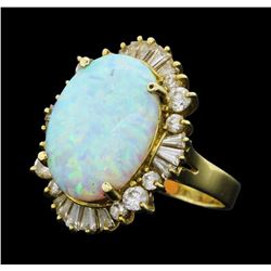 6.10 ctw Opal And Diamond Ring - 14KT Yellow Gold