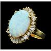 Image 1 : 6.10 ctw Opal And Diamond Ring - 14KT Yellow Gold