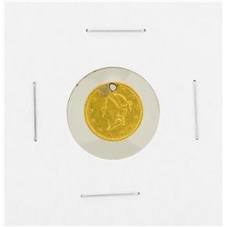 1853 $1 T-1 Liberty Head Gold Coin (Hole)