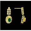 Image 4 : 1.20 ctw Emerald and Diamond Necklace and Earring Suite
