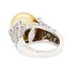 Image 5 : 1.40 ctw Diamond and Pearl Ring - 14KT White Gold