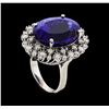 Image 4 : GIA Cert 18.78 ctw Tanzanite and Diamond Ring - 14KT White Gold