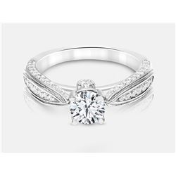 Cubic Zirconia and Diamond Ring - 14KT White Gold