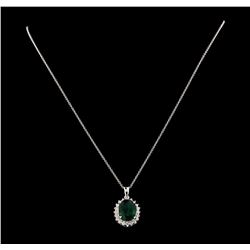 5.01 ctw Emerald and Diamond Pendant With Chain - 14KT White Gold