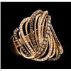 Image 1 : 0.84 ctw White and Brown Diamond Ring - 14KT Rose Gold