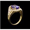 Image 4 : 14KT Yellow Gold 4.73 ctw Tanzanite and Diamond Ring
