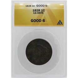 1828 Large Cent Coronet Head Coin ANACS G6