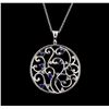 Image 2 : 0.84 ctw Sapphire and Diamond Pendant & Chain - 14KT White Gold
