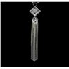 Image 1 : Crystal Square Pendant Tassel Necklace - Rhodium Plated