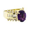 Image 1 : 4.00 ctw Amethyst and Diamond Ring - 14KT Yellow Gold