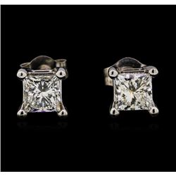 0.97 ctw Diamond Earrings - 14KT White Gold