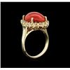 Image 3 : 5.35 ctw Coral and Diamond Ring - 14KT Yellow Gold