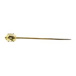 Citrine Stick Pin - 10KT Yellow Gold