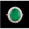Image 2 : 14KT White Gold 5.95 ctw Emerald and Diamond Ring