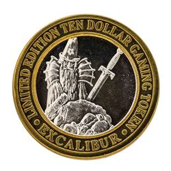 .999 Silver Excalibur Las Vegas Nevada $10 Casino Limited Edition Gaming Token