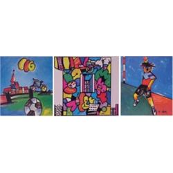 Omar Alt (b. 1940) German, BOY WITH BALL; BIKE; HAPPY ROOM, three color prints, each signed in...