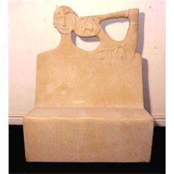 Altina (20th Century) American, COUPLE, garden bench made of cast resin with crushed marble, 48...